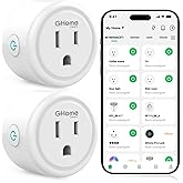 GHome Smart Plug, WiFi Smart Plugs that Work with Alexa and Google Home | WiFi Smart Outlet Timer Indoor Light Timers with APP Remote Control, 2.4GHz WiFi Only, No Hub Required, ETL FCC Listed, White