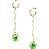 Green Flower Earrings for Women - Gold Stud, Hoop, and Dangle Statement Jewelry