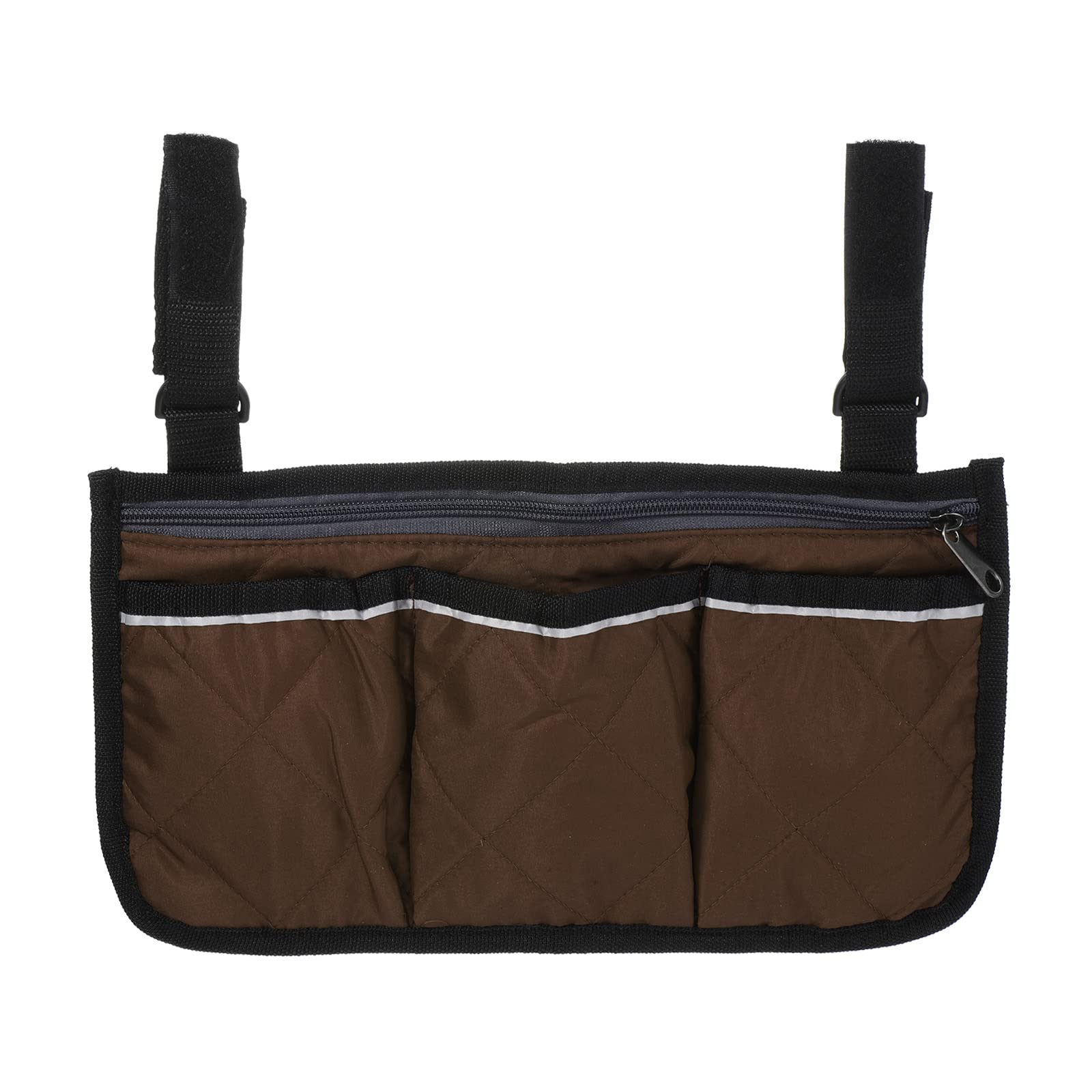 PATIKIL Beach Chair Armrest Bag, Waterproof Beach Chair Hanging Storage Pouch Arm Rest Magazine Snack Bag with 4 Pockets for Camping Outdoors, Coffee