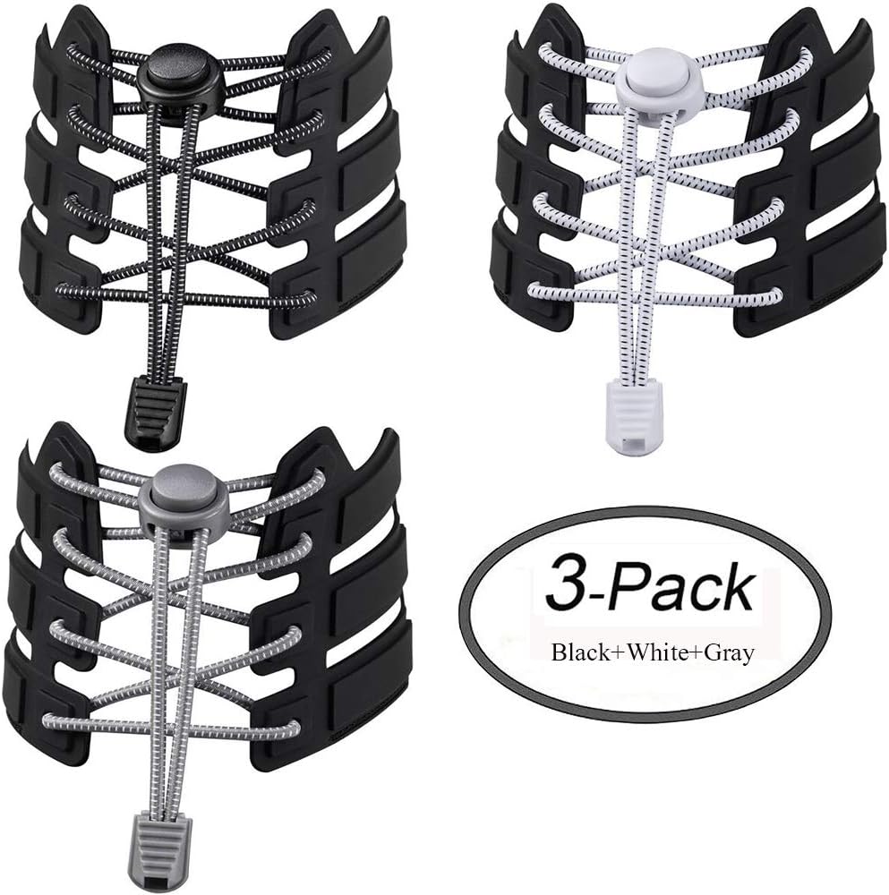 L LEIWEKNo Tie Shoe Laces for Kids Adults, Elastic laces with Lock Device for Sneakers
