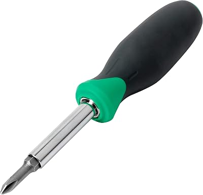 Amazon Basics 6-in-1 Multi-Bit Screwdriver Nut Driver Multicolor Silver Gray