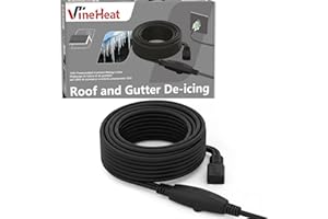 20 ft Easy to Install Roof, Gutter, and Downspout Deicing Heat Cable Kit | 120V, Roof Clips and Cable Spacers Included