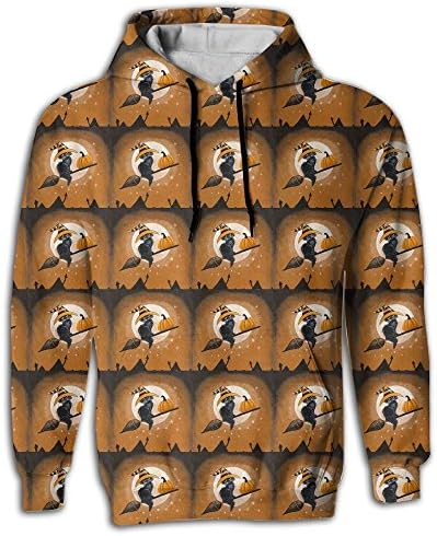 luff Halloween Cats Pattern Young Men Cotton Fashion Pullover Hood With Big Pockets