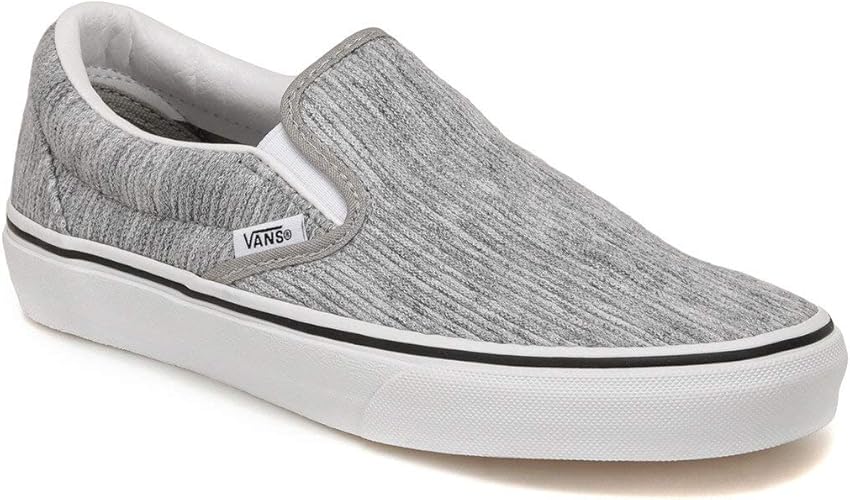 Amazon.com | Vans Unisex Classic Slip-ON (Rib Knit) Gray/True White Mens 7/Womens 8.5 | Fashion 