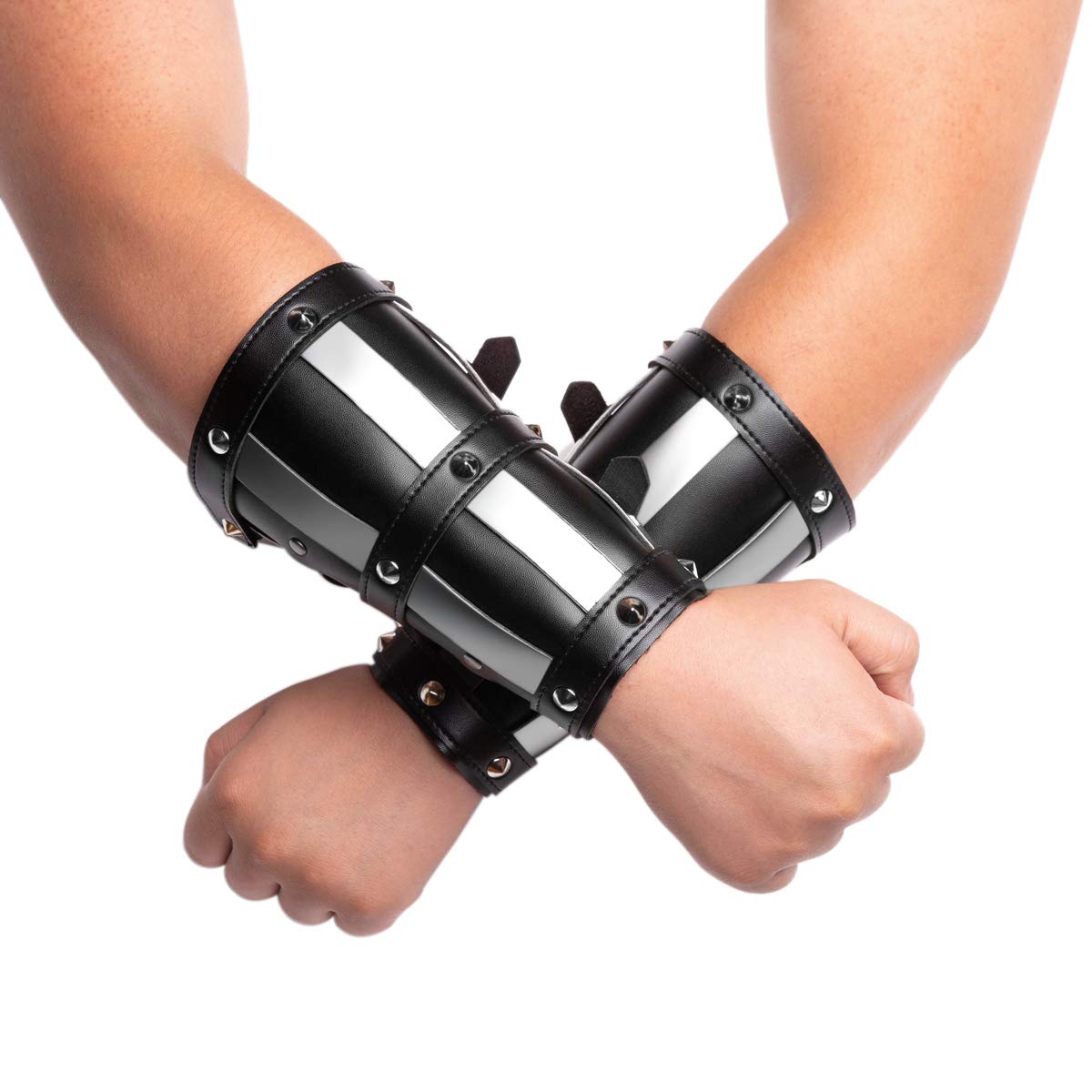 Buy HZMAN Adults Faux Leather Arm Guards Medieval Metal Armor Style