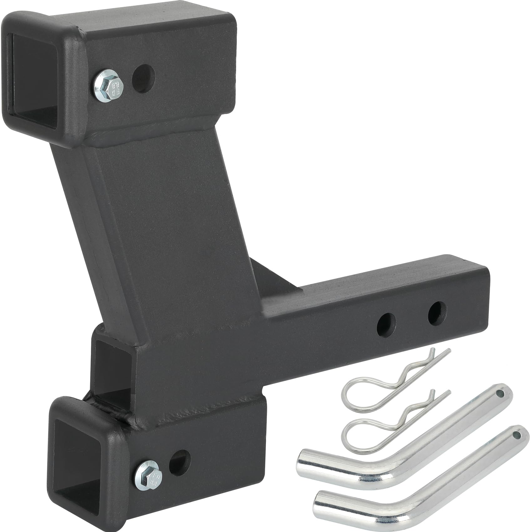 Photo 1 of 10000 Lb Dual Trailer Hitch Riser Adapter for 2 in Receiver, 8 in Drop/Rise Dual Trailer Hitch Extender with 2 PCS Pins & Clips (Active Adjust 8-11 in Length)