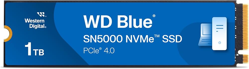 Western Digital WD Blue SN5000 1TB M.2 NVMe PCIe Gen4 SSD 5150 MB/s