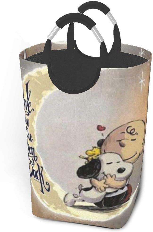 GCNqat Laundry Basket Snoopy Love Charlie Brown Laundry Hamper Foldable Clothes Bag Folding Washing Bin