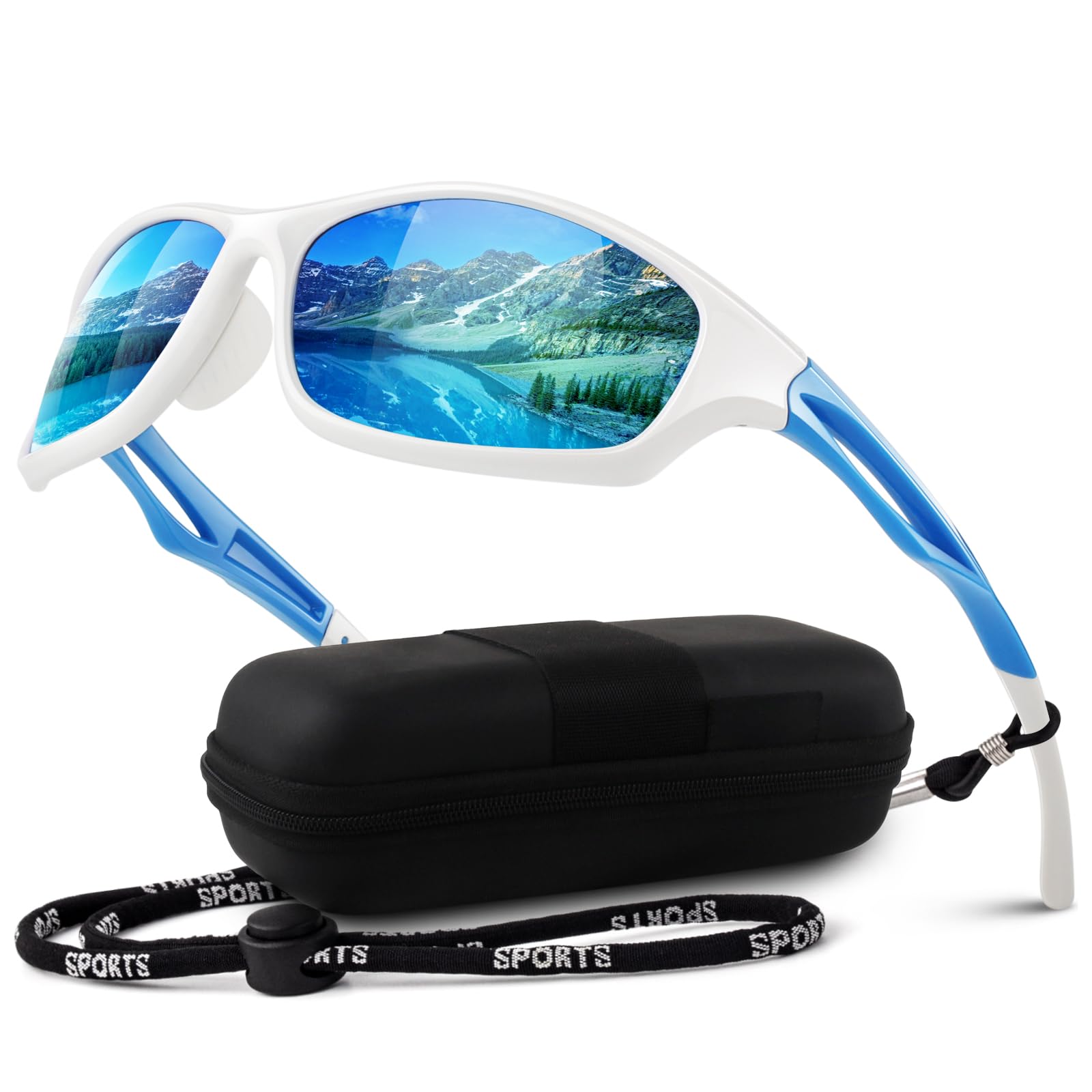 LINVO Polarised Sports Sunglasses Mens Womens Driving Fishing Running Cycling Shades Wrap Around Frame UV400 Protection