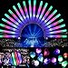 12pcs Flashing Glow Rings and 12pcs Foam Sticks Set, Taotuo 24 Pack LED Glow in The Dark Party Supplies Set, Mixed Colorful Jelly Rubber Finger Lights Party Favors for Birthday, Weddings, Christmas, Halloween