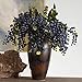 Rinlong 2Pcs Artificial Blueberries Fake Berries Stems Hanging Spray Frosted Blueberry Fall Floral Picks for Wreath Thanksgiving Decoration