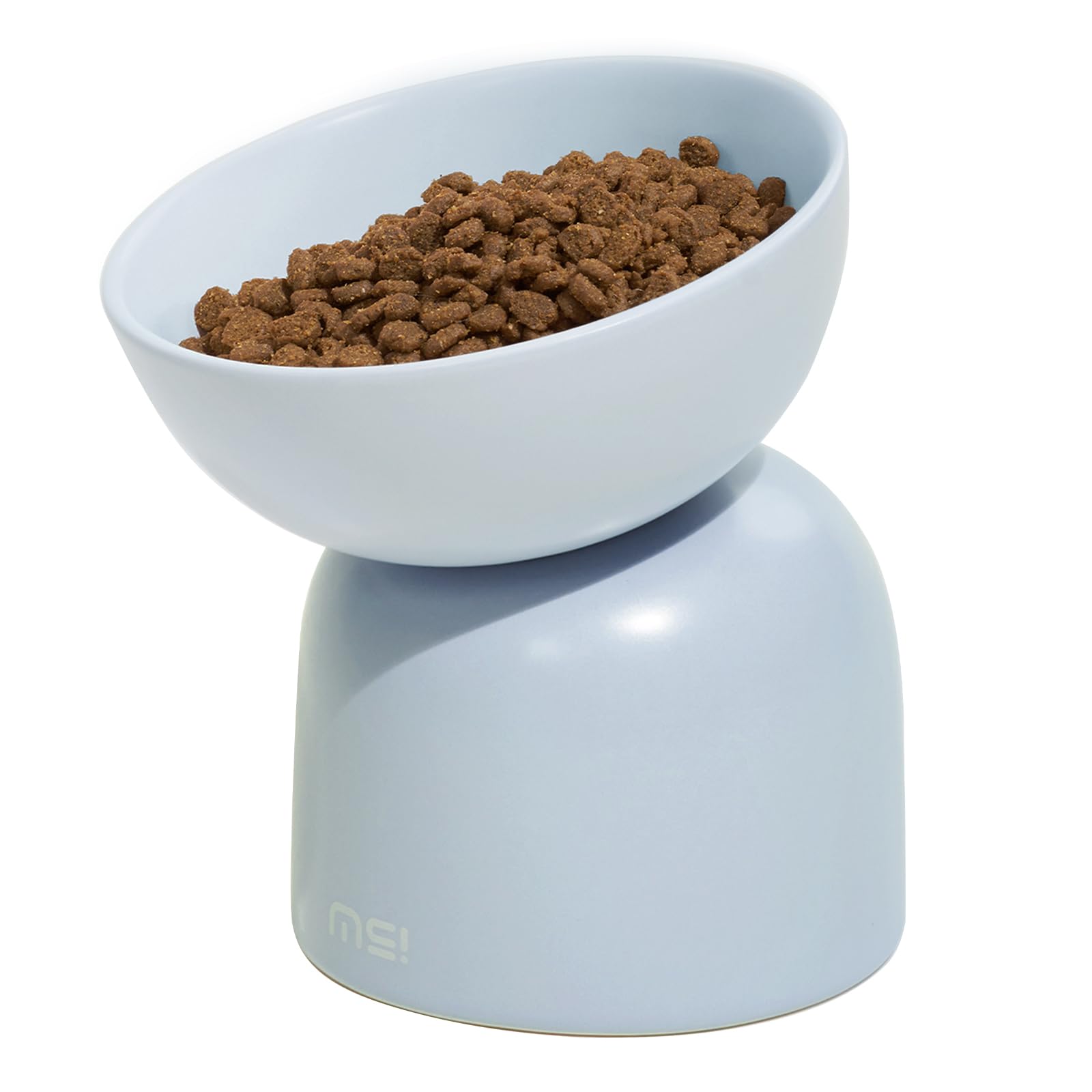 Photo 1 of Elevated Ceramic Cat Food Bowl - 5.5" Wide Dish for Whikser Friendly, 6.6" Height for Easy Feeding, Lead & Cadmium Free, Durable Raised Cat Food Bowls, Blue