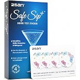 2San Drink Test Strips for Spiked Drinks - Roofie &amp; GHB Screen | Also screens for ketamine (KET) - color-change result in 3 min - sticker adheres to phone or card - 4 per pack