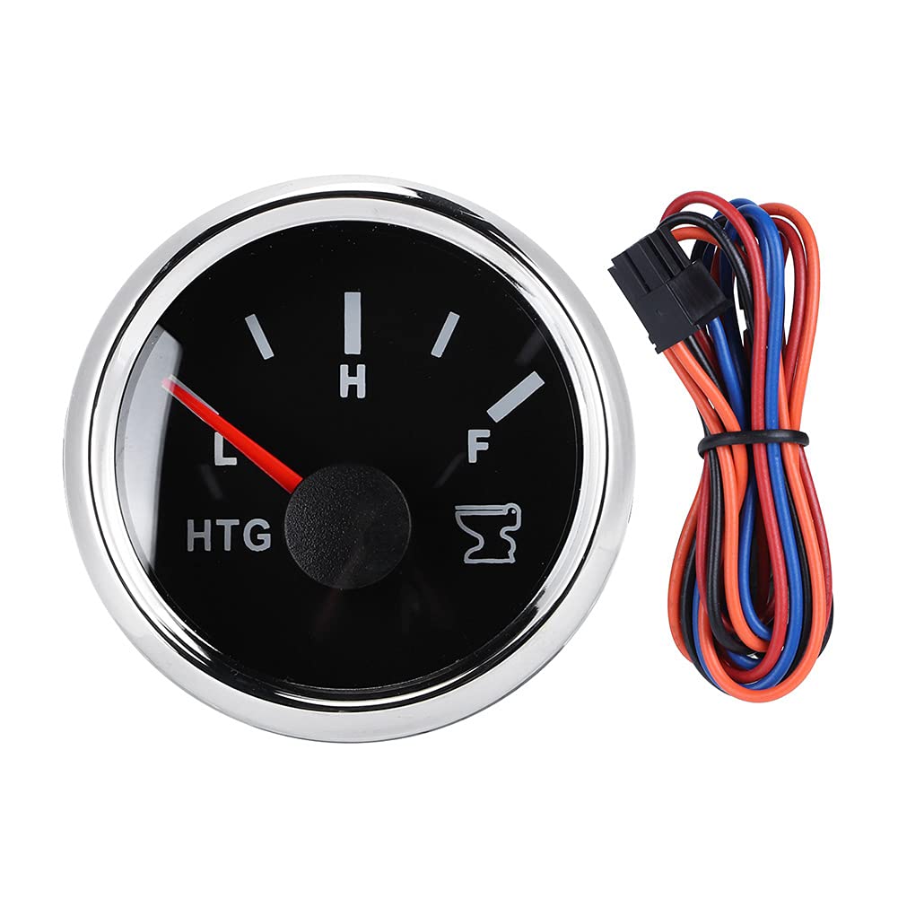 aqxreight Water Tank Level Gauge, 52mm / 2in Marine Boat RV Sewage Water Holding Tank Level Gauge HTG Meter 0-190 ohms 9-32V(Black silver frame)