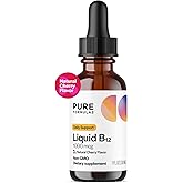 PureFormulas Liquid B12 1000 mcg - Natural Cherry Flavor B12 Sublingual Drops, Potent Daily Support for Energy & Wellness - Non-GMO, Allergen-Free - 1 fl. Oz.