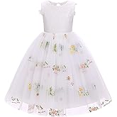 EULIMENE Flower Girl Dress Sleeveless Floral Tulle Dress for Girls Princess Bridesmaid Dresses for Wedding Party Birthday