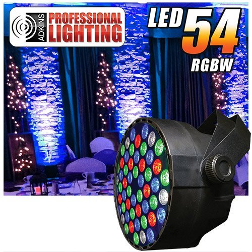 RGBW Color Mixing LED Par Can - 54 1-watt LEDs - Red, Green, Blue and White color mixing - Up-Lighting - Stage Lighting - Dance Floor Lighting - Adkins Professional Lighting