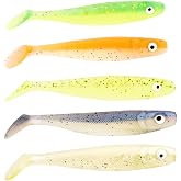 50pcs Soft Plastic Swim Bait Paddle Tail Lures Fishing Lures for Perch,Salmon,Cod