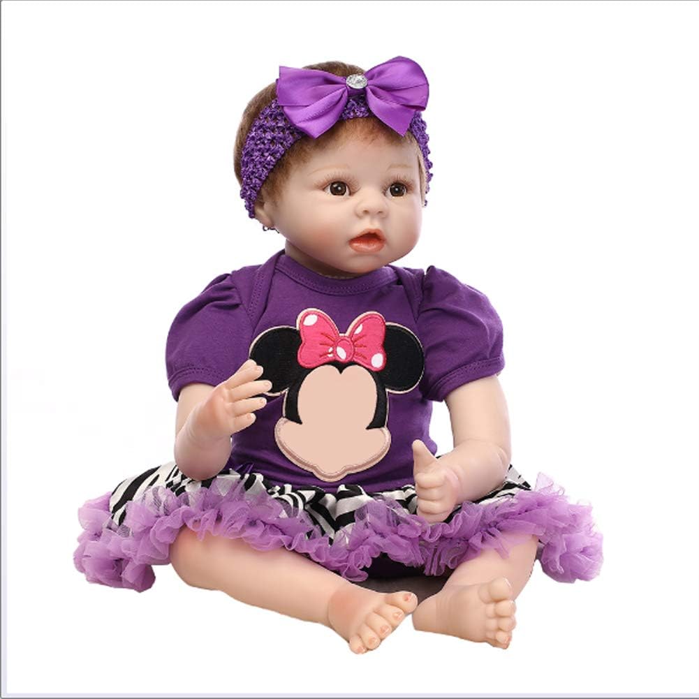 Prezzo Reborn Baby Dolls Lungo Ciglia Bella realistica Handmade Morbido Silicone Vinile Realistico Giocattolo Neonato Bambino Regalo 55CM,Color1,55cm Offerte
