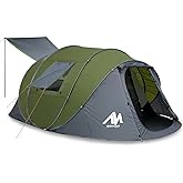 6 Person Pop Up Tents for Camping - AYAMAYA Waterproof Instant Tent Upgraded 2 Doors with Vestibule & Porch, Double Layer Large Size Family Easy Tent Automatic Setup for 4-6 People Camping Hiking