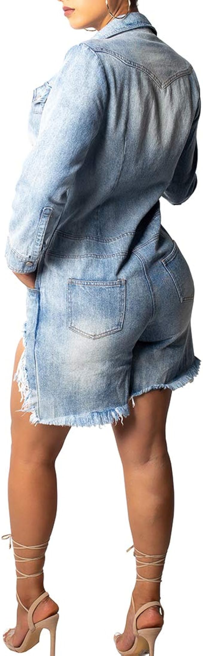destroyed denim romper