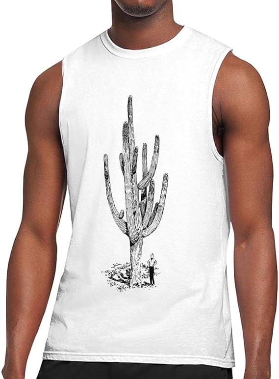 Amazon Co Jp メンズタンクトップシャツ Cac Tus サマースポーツ通気性メンズノースリーブシャツ S M L Xl 服 ファッション小物