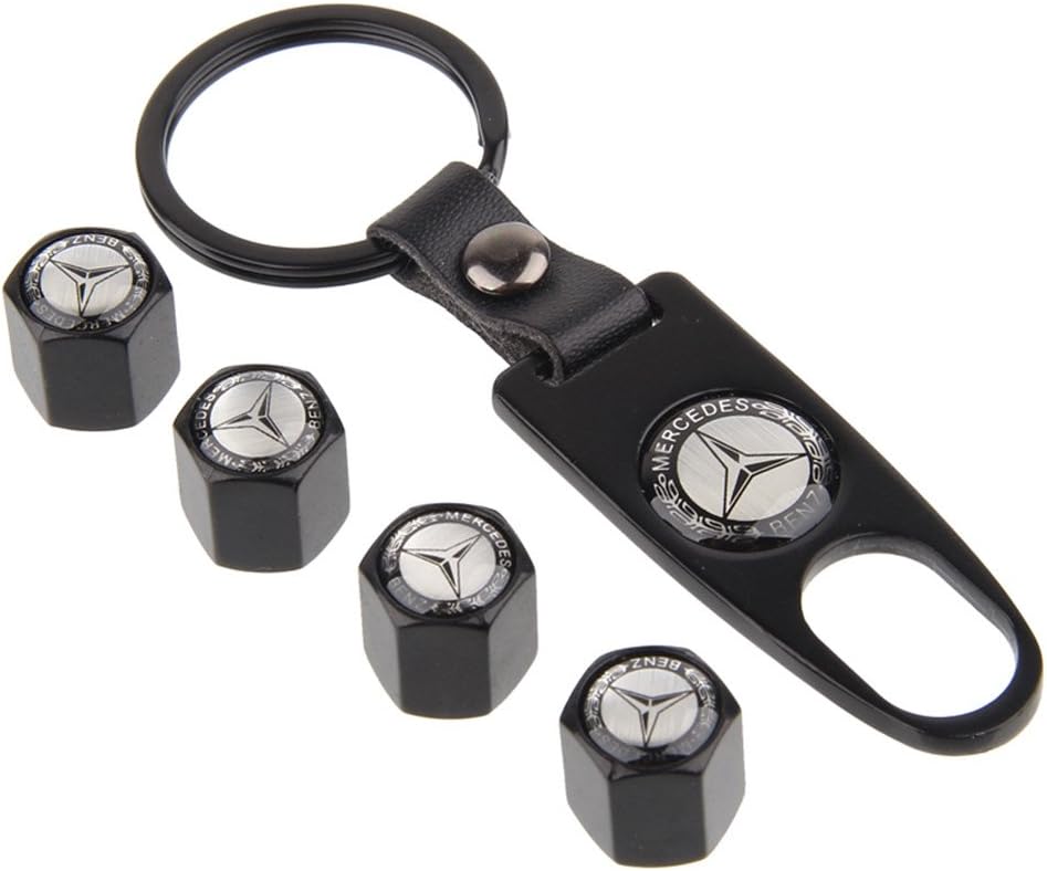 CzlpV Black Car Wheel Tire Valve Caps Tyre Stem Air Caps Keychain Styling For Mercedes Benz