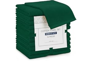 Linteum Textile Supply Premium 12x12 Washcloth (Hunter Green) – 100% Ring Spun Cotton Zero Twist Towels | Absorbent, Quick Dry, Durable for Bathroom, Spa, Gym (12 Pack)