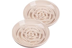 LFPKIXISE Slow Feeder Cat Bowl Set of 2, Ceramic Slow Feeding Cats Bowl Whisker Friendly, Anti Vomiting Cat Feeder for Dry and Wet Food，Fun Maze Interactive Bloat Stop Puzzle Bowls for Healthy Eating Diet