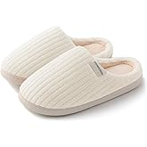 HUXMEYSON Slippers for Women, Warm Memory Foam Comfy House Slippers with Anti-Skid Rubber Sole for Indoor and Outdoor