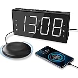 Super Loud Alarm Clock with Bed Shaker for Heavy Sleeper, Dual Vibrating Alarm Clock with USB Charger for Hearing-impaired De