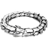 CJFENGD Men's Dragon Bracelet, Stainless Steel Vintage Dragon Scale Chain Wristband，Dragon Bracelet For men