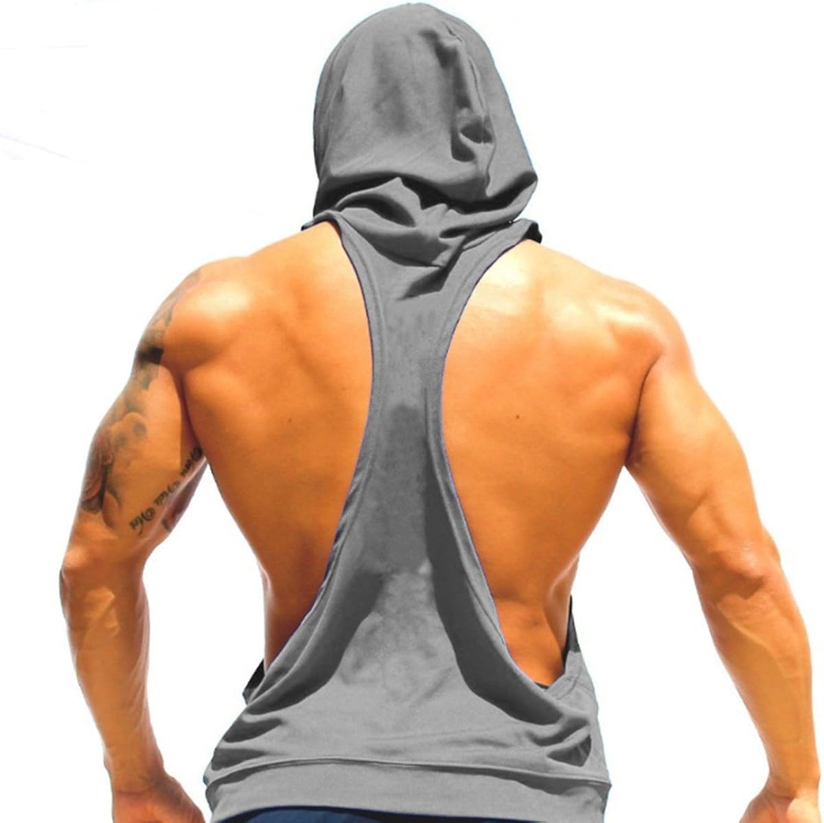 Panegy Men's Tank Top Hooded Pure Color Sleeveless Workout Fitness Pullover Sports T-Shirt: Clothing