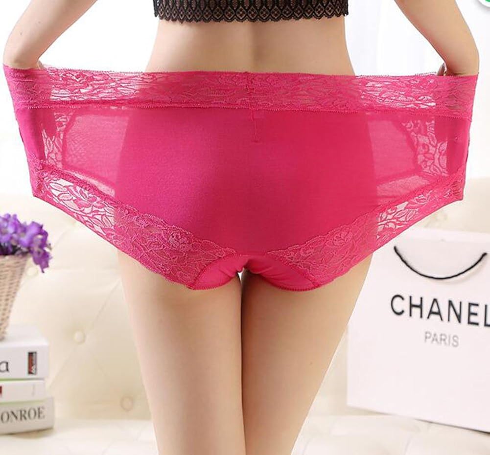 Warmword 6 Pack Panties Size 6-9, Lace Womens Underwear Plus Size Briefs Black: Clothing