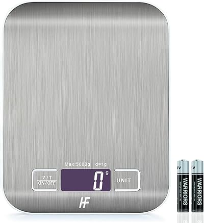 HomeFashion Digital Kitchen Scales 5kg 1g Stainless Steel Platform Backlit LCD