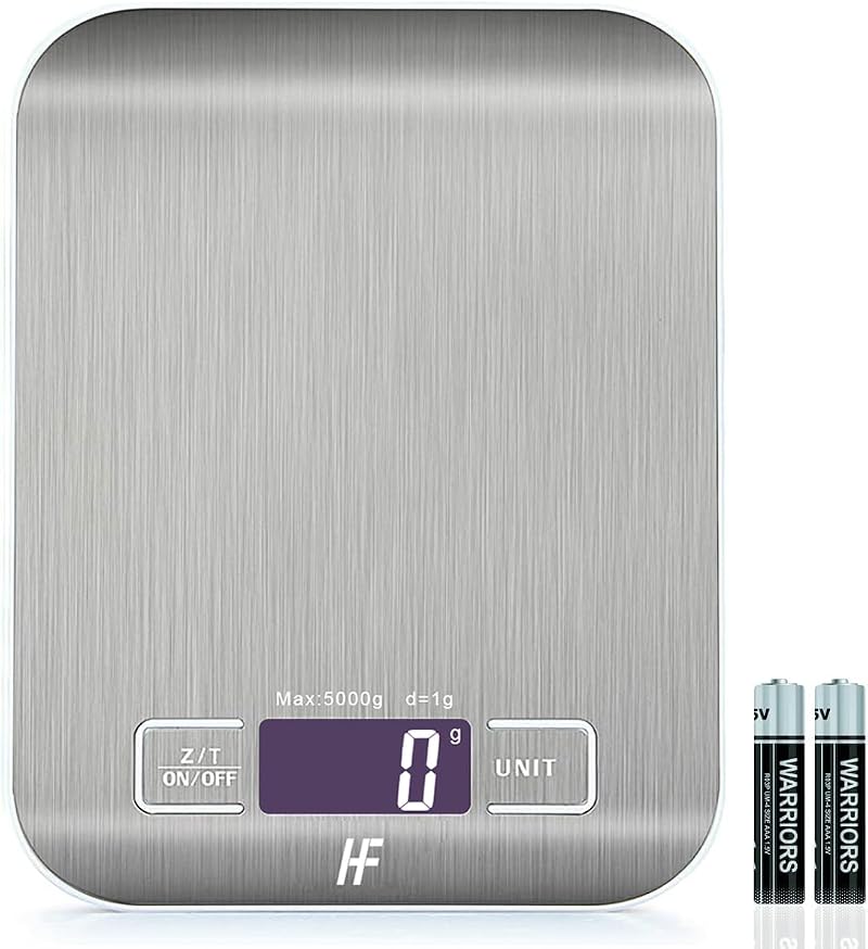 HomeFashion Digital Kitchen Scales 5kg 1g Stainless Steel Platform Backlit LCD