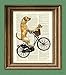 The Long Voyage Home Yellow labrador retriever and lab puppy dog on a bike upcycled Dictionary Page book art print