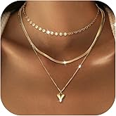 Dochais Layered Gold Chain Necklaces for Women Dainty Choker Charm Necklace Stack 14k Gold-Plated Non-Tarnish Statement Pendant Necklace Set