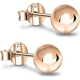 Savlano 925 Sterling Silver 18K Gold Plated Ball Stud Earrings For Women & Men