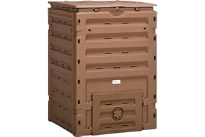 Outsunny Compost Bin, 120 Gallon (450L) Garden Composter with 80 Vents and 2 Sliding Doors, Lightweight & Sturdy, Fast Creati