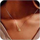 BAYLAY Bubble Letter Necklace Gold - 18K Gold Plated Initial Necklaces for Women Gold Necklace Name Necklace Personalized Bubble Letter Necklace Dainty Balloon Necklace Trendy Jewelry Gifts for Women