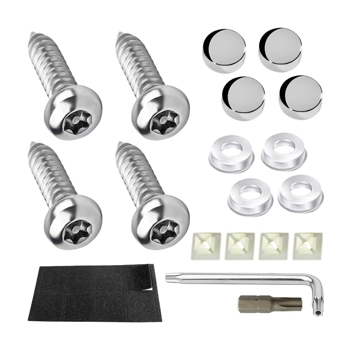 Photo 1 of YALOK Anti Theft License Plate Screws Kits- Rustproof Stainless Steel Car Tag Plate Mounting Hardware, M6 (1/4") Tamper Proof Fastener Nut, Caps Cover for Front Rear Frame Holder Mounting?AT-Silver/4?