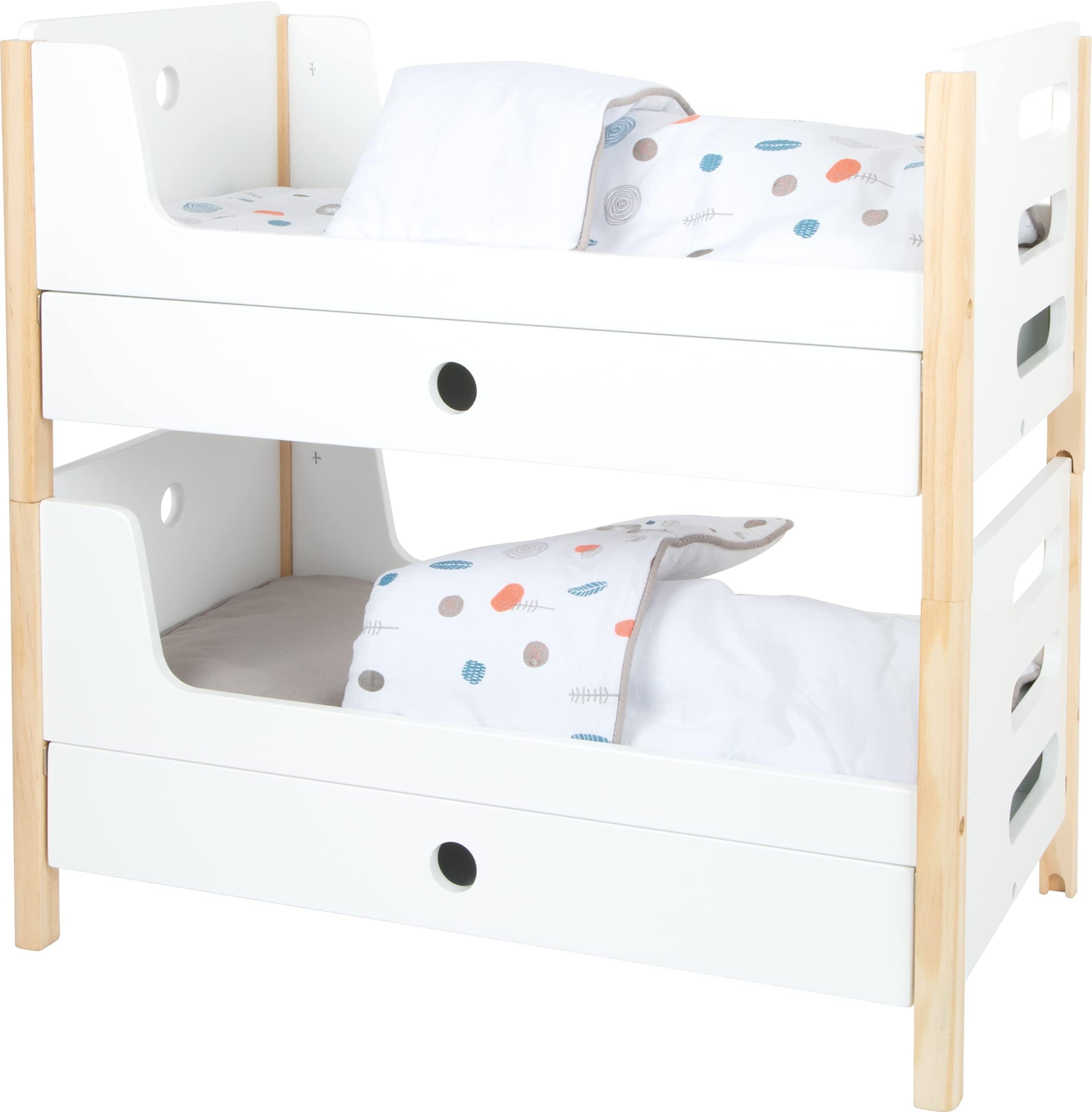 Small Foot 11811 Doll Loft Bed Little Button, with bed drawers for storing doll accessories, for ages 3+ years