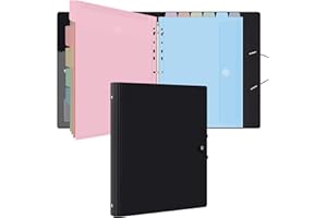 Uquelic A4 Binder, Folio Document Organizer with 12 Pockets, 3 Ring Folder Letter Size/A4, Cute Life Binder for Paper, Files, Photos, Letters, Cards(Macaron)