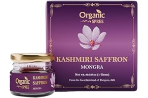 Organic Spree Kashmiri Saffron Kesar 1gm (0.035oz) Threads Pure and Natural l From the finest farmlands of Pampore, J&K l Certified Grade A++ Mongra Saffron (1)