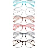 WINTOO Blue Light Glasses for Woman Men | 99% Blue Light Blocking Glasses for Computer Gaming TV Phone Screen Square Frame | Anti Eyestrain & UV Glare Protection - 6 Pair