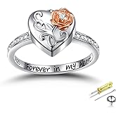 HOOHWE Urn Rings for Ashes for Women, 925 Sterling Silver Rose Flower/Sunflower/Red Cardinal/ Lotus Urn Ring Hold Loved Ones Ashes Forever In My Heart Keepsake Memorial Jewelry Cremation Rings for women