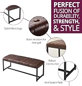 Hallowood Furniture Cullompton Dining Bench 110cm Brown Leather Effect view 3
