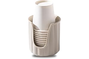 TANEW Kid Ceramic Vertical Dispenser - Dixiee Dispenser & Mouthwash Holder for 3oz Paper Cups on Bathroom Countertops Matt Grey