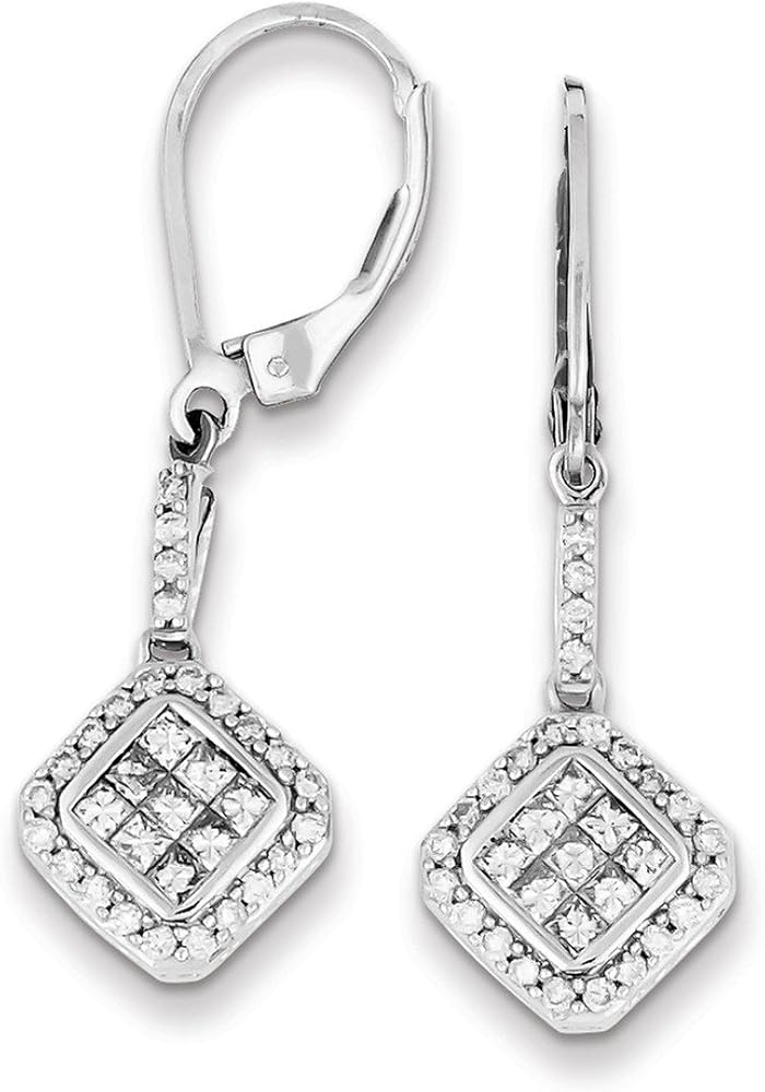 Sterling Silver Diamond Leverback Earrings Jewelry
